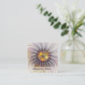 輝かしい カラフルな 花, アブストラクト モダン フラクタル スクエア名刺 (スタンド正面)