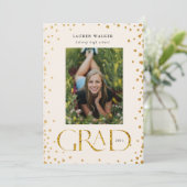 輝かしい ゴールドの輝き 洗練されたスクリプト 卒業 告知 招待状 (スタンド正面)