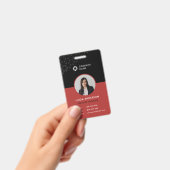 輝かしい ブラック レッド 社員 写真 ID 抽象 パターン バッジ (手持ち)