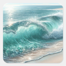 輝かわいらしく青い波 スクエアシール