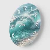 輝かわいらしく青い波 ラージ壁時計 (傾斜)