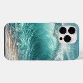 輝かわいらしく青い波 iPhoneケース (裏面横)