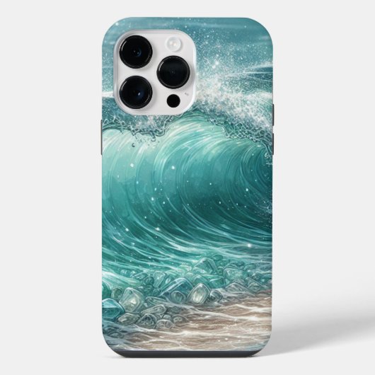 輝かわいらしく青い波 iPhoneケース (裏面)