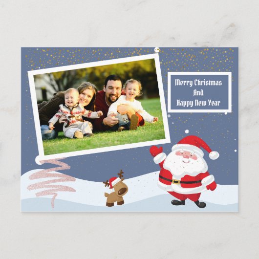 輝かわいらしパーソナライズされたきサンタホリデーカード ポストカード (正面)