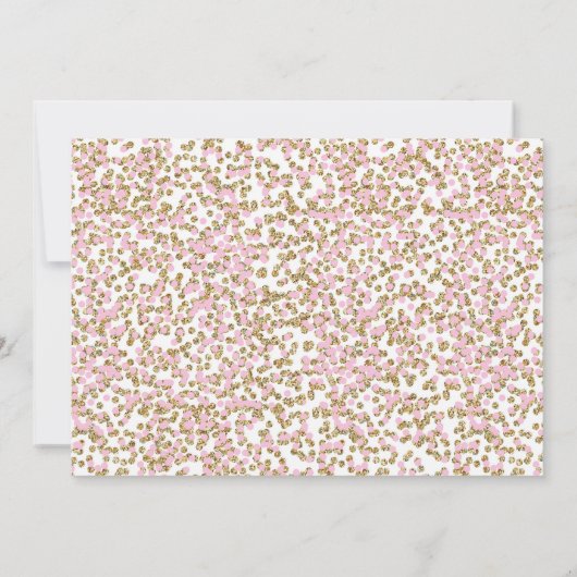 輝きおよび輝やきのピンクの金ゴールドの誕生日の招待状 招待状 (裏面)