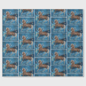 輝きが付いている青の馬はメリーなChristmを飾ります ラッピングペーパー (フラット)