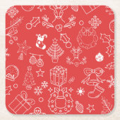 輝きとモダン応援:クリスマスパーティー スクエアペーパーコースター (正面)