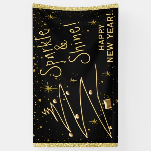 輝きと輝き、新年ぶら下がったの旗 横断幕 (縦)