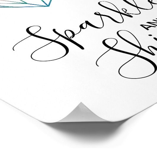 輝きと輝く水のカラーダイヤモンド引用文アート ポスター (角)