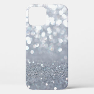 輝きと輝く銀のグリッター抽象芸術 iPhone 12ケース