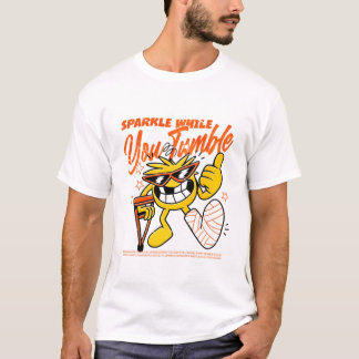 輝きながら崩れ落ちる 面白い モチベーション 笑顔 Tシャツ