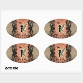 輝きのある可愛い妖精白熱［赤熱］光を放つのシルエット。 楕円形シール (シート)