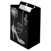 輝きのかかとの黒いディスコの球の誕生日は感謝していしています ミディアムペーパーバッグ (裏面アングル)