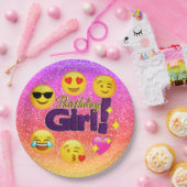 輝きのグラデーションな誕生日の女の子のEmojiの紙皿 ペーパープレート (パーティー)