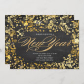 輝きのグリッターの新年の招待状 招待状 (正面/裏面)