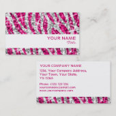 輝きのシマウマのピンクの名刺の白のストライブ柄 名刺 (正面/裏面)