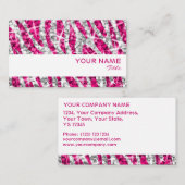 輝きのシマウマのピンクの名刺の白のストライブ柄 名刺 (正面/裏面)
