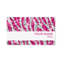 輝きのシマウマのピンクの名刺の白のストライブ柄