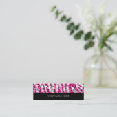 輝きのシマウマのピンクの名刺の細い黒 スキニー名刺 (スタンド正面)