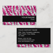 輝きのシマウマのピンクの名刺の黒のストライブ柄 名刺 (正面/裏面)