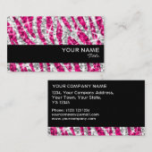 輝きのシマウマのピンクの名刺の黒のストライブ柄 名刺 (正面/裏面)