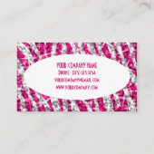輝きのシマウマのピンクの白い楕円形の名刺 名刺 (裏面)