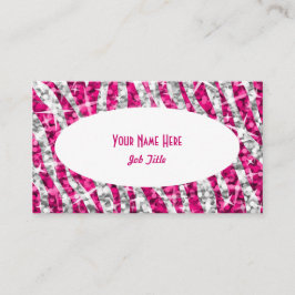 輝きのシマウマのピンクの白い楕円形の名刺 名刺