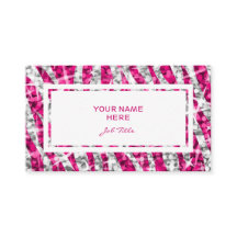 輝きのシマウマのピンクの長方形の名刺の白