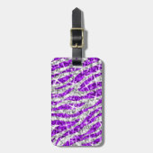 輝きのシマウマの紫色の「文字」の荷物のラベル ラゲッジタグ (正面縦)