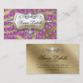 輝きのジュエリーの名刺のシマウマの金ゴールドのピンク2 名刺 (正面/裏面)