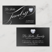 輝きのジュエリーの名刺の白黒のハート2 名刺 (正面/裏面)