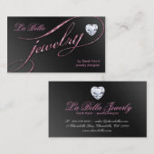 輝きのジュエリーの名刺の黒のピンクのハート2 名刺 (正面/裏面)