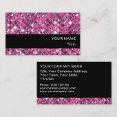 輝きのタイルのショッキングピンク1のプリントの黒いストライブ柄 名刺 (正面/裏面)