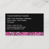 輝きのタイルのショッキングピンク1のプリントの黒いストライブ柄 名刺 (裏面)