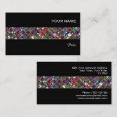 輝きのタイルの多彩のタイルのストライブ柄の黒 名刺 (正面/裏面)