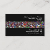 輝きのタイルの多彩のタイルのストライブ柄の黒 名刺 (裏面)