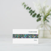 輝きのタイルの多彩の2枚のタイルのストライプな白 名刺 (スタンド正面)