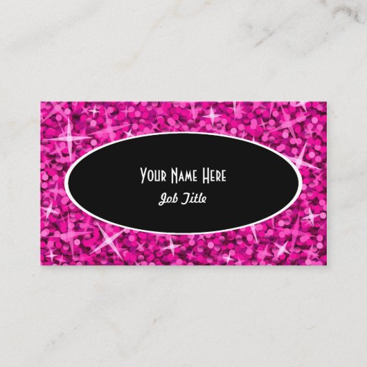 輝きのピンクの黒い楕円形の名刺のテンプレート 名刺 (正面)