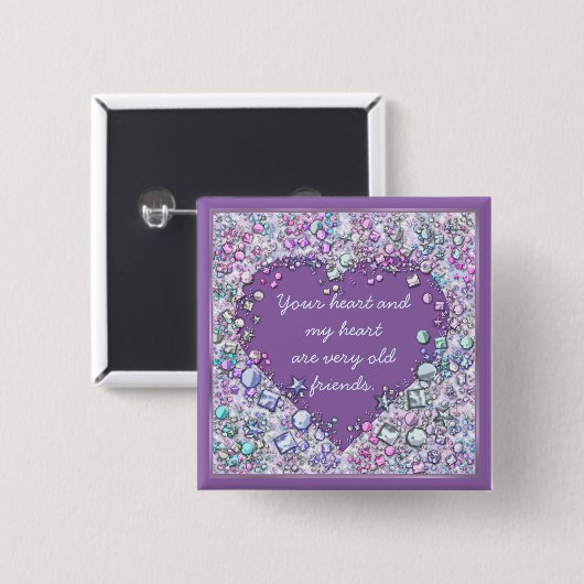 輝きの大切な宝石のハートの引用文 缶バッジ (正面&裏面)