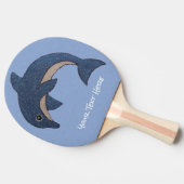 輝きの濃紺の白いイルカの跳躍の位置 卓球ラケット (横)