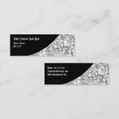 輝きの細い"銀製の"黒いカーブの名刺 スキニー名刺 (正面/裏面)