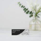 輝きの細い"銀製の"黒いカーブの名刺 スキニー名刺 (スタンド正面)