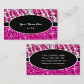 輝きの組合せのピンクのシマウマの紫色の黒い楕円形 名刺 (正面/裏面)