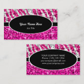 輝きの組合せのピンクのシマウマの紫色の黒い楕円形 名刺 (正面/裏面)
