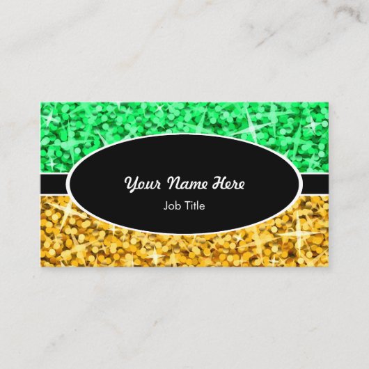 輝きの組合せの緑"金ゴールド"は楕円形の名刺を黒くします 名刺 (正面)