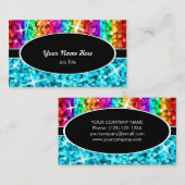 輝きの組合せの虹の暗藍色の楕円形の名刺 名刺 (正面/裏面)