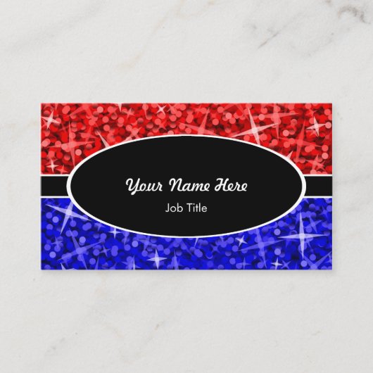 輝きの組合せの赤い暗藍色の楕円形の名刺 名刺 (正面)