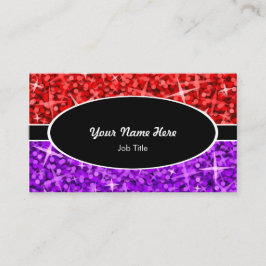 輝きの組合せの赤い紫色の黒い楕円形の名刺 名刺