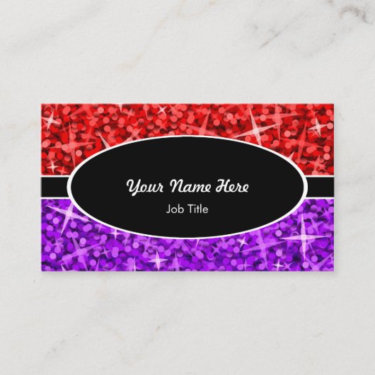輝きの組合せの赤い紫色の黒い楕円形の名刺 名刺 (正面)