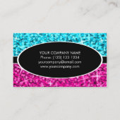 輝きの組合せの青いピンクの黒い楕円形の名刺 名刺 (裏面)